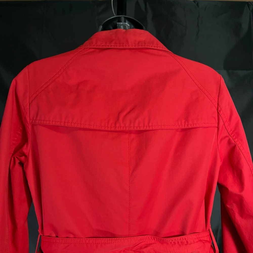 Women's Red Double-Breasted Trench Coat Sz S - Picture 11 of 16
